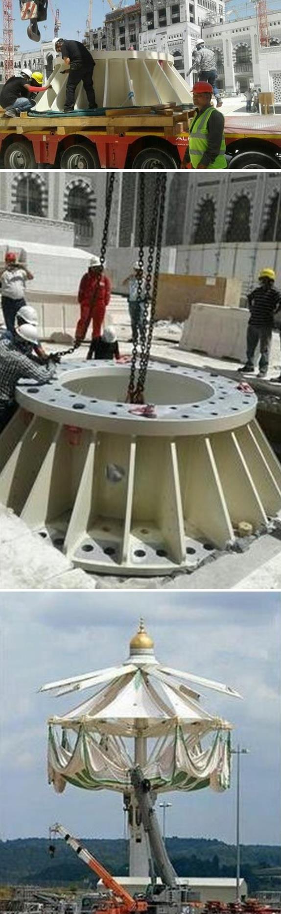 تركيب أكبر مظلات في العالم بالمسجد الحرام