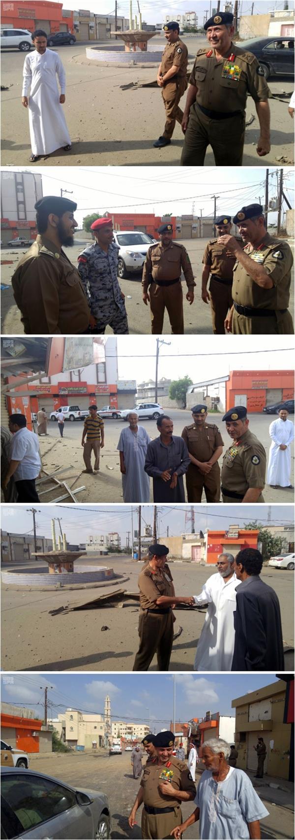 مدير شرطة جازان يتفقد الأضرار التي أحدثتها مقذوفات الحوثي بالطوال: مدير شرطة جازان يتفقد الأضرار التي أحدثتها مقذوفات الحوثي بالطوال: