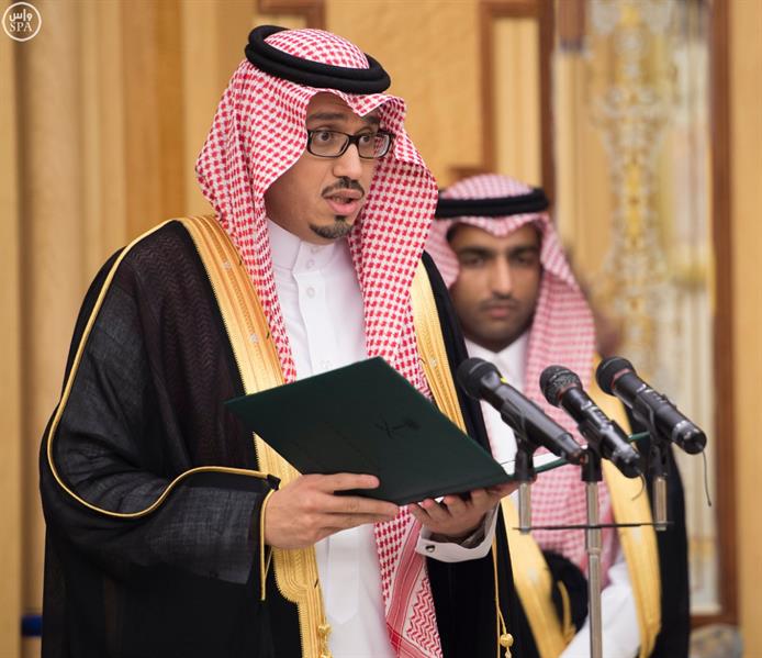عدد من السفراء المعينين يؤدون القسم أمام خادم الحرمين عدد من السفراء المعينين يؤدون القسم أمام خادم الحرمين