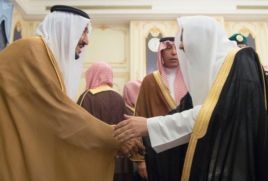 خادم الحرمين الشريفين يستقبل أصحاب السمو الأمراء وأصحاب الفضيلة العلماء
